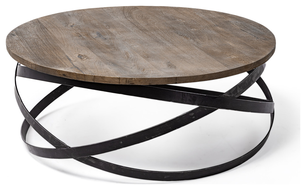 Fresh Look at Homeroots 40 5 Round Solid Wood Top Black Metal Base