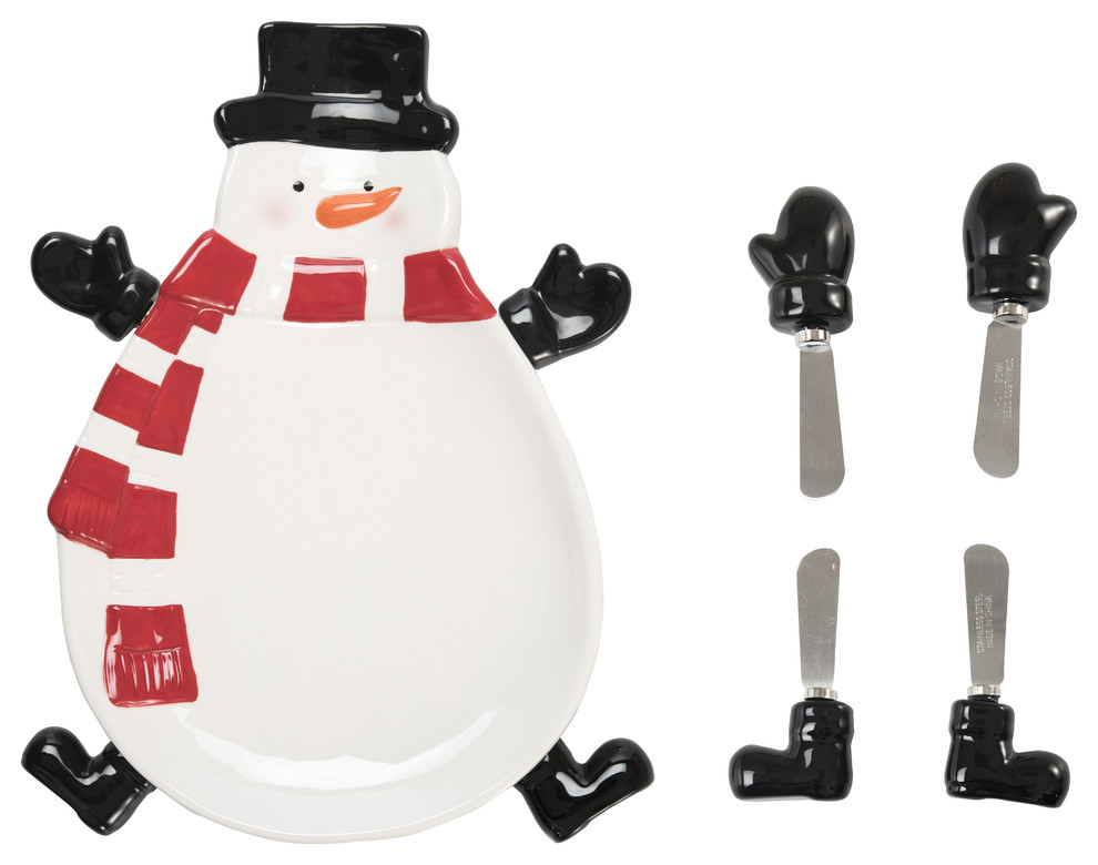 5-Piece Dolomite Snowman Bowl With Spreaders