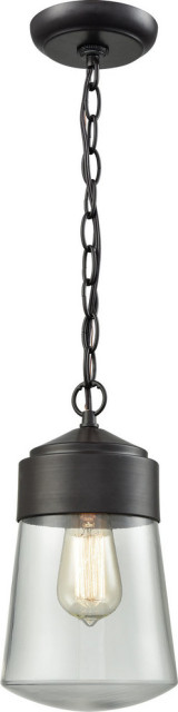 Mullen Gate 1-Light Outdoor Pendant, Oil Rubbed Bronze With Clear Glass