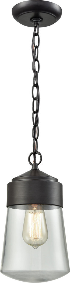 Mullen Gate 1-Light Outdoor Pendant, Oil Rubbed Bronze With Clear Glass