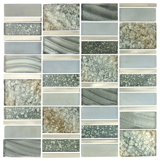Gray Blue Imperial Silver Sea Glass Mosaic Tile Contemporary Gray Blue Imperial Silver Sea Glass Mosaic Tile 11 75 X11 Single
