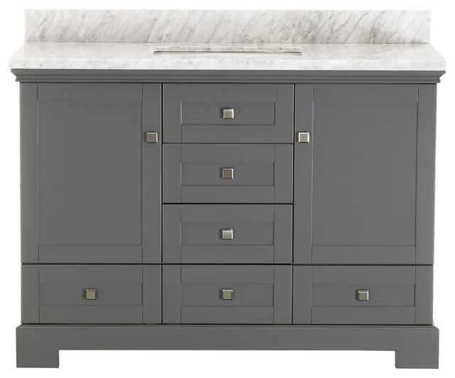 Gowan Gray Bathroom Vanity With Marble Countertop Transitional Gowan Gray Bathroom Vanity With Marble Countertop 48