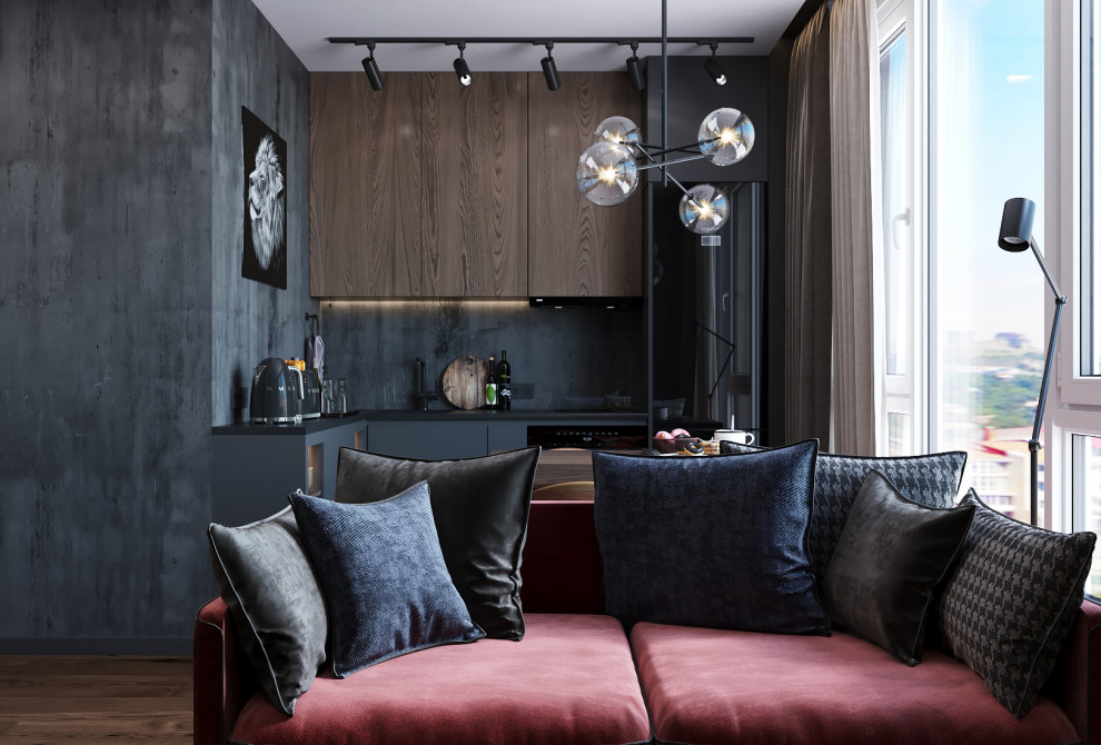Квартира-студия в темных тонах