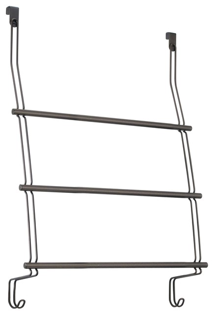 Idesign Classico Over The Door Towel Rack With Hooks For Bathroom