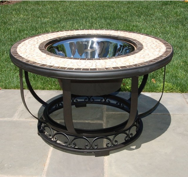 Umbria 36 in. Mosaic Fire Pit / Beverage Cooler Table - 21-1339