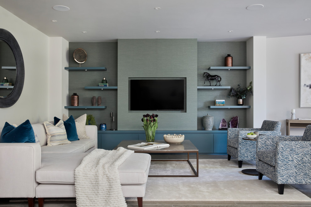 Contemporary family room in London.