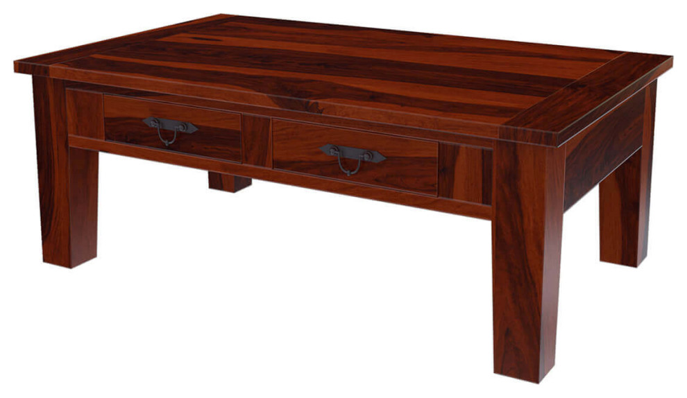 Tierra Rustic Style Solid Wood 3 Piece Coffee Table Set Transitional Coffee Table Sets by