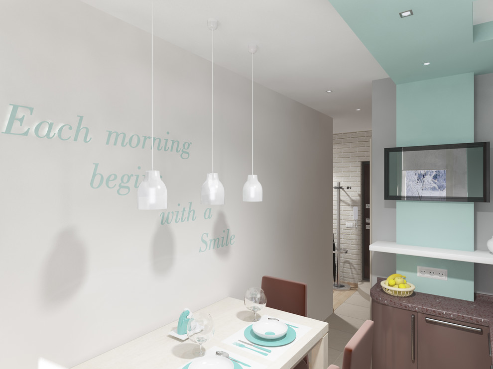 Квартира "бирюза+кирпич"