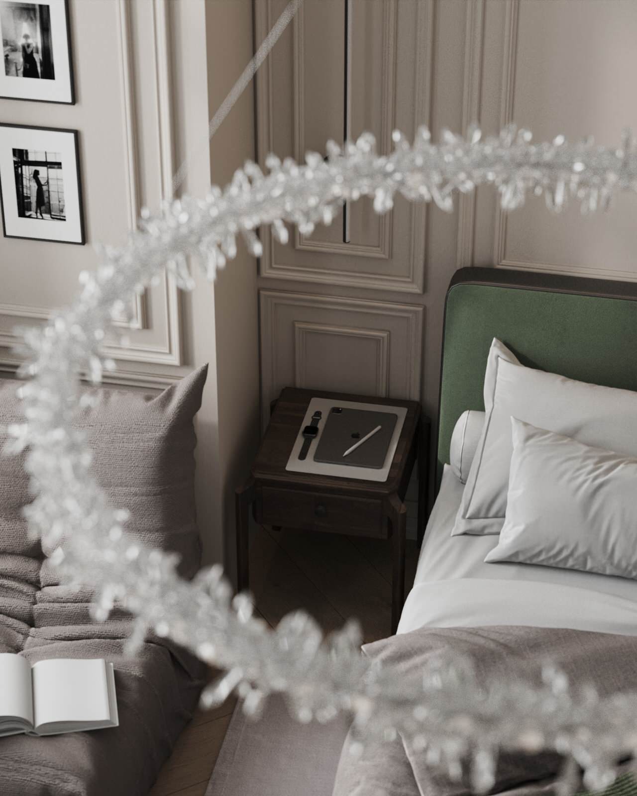 Спальня в зеленых тонах