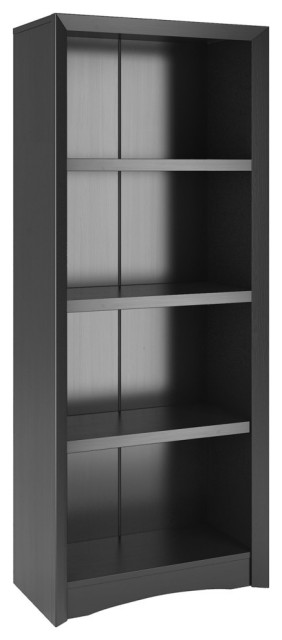 Quadra 59" Tall Bookcase, Black Faux Woodgrain Finish