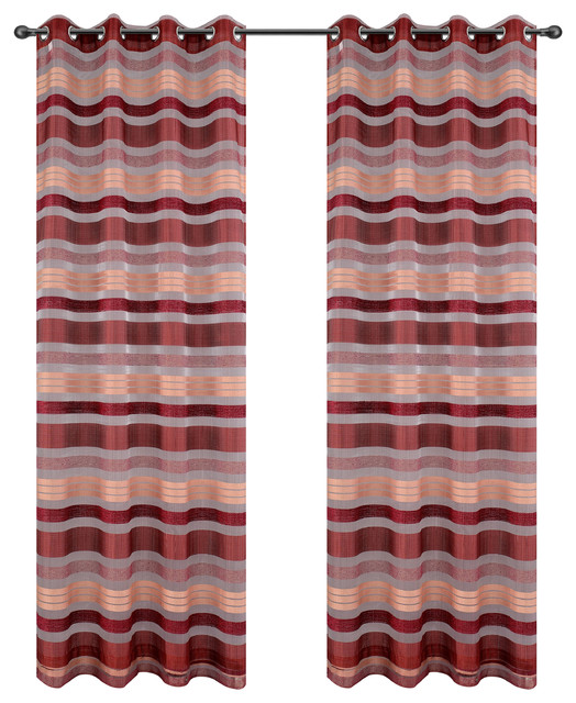 Becca Drapery Curtain Panels with Grommets, Burgundy