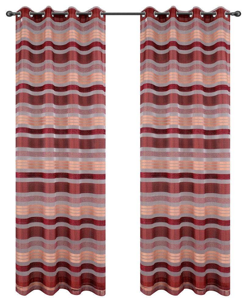 Becca Drapery Curtain Panels with Grommets, Burgundy