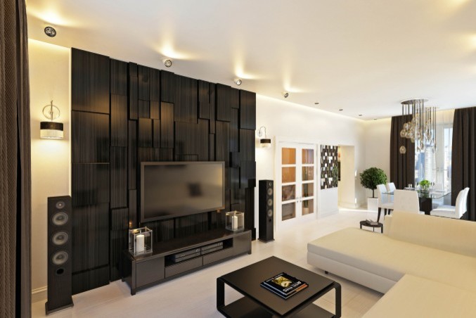 Визуализация гостиной и кухни