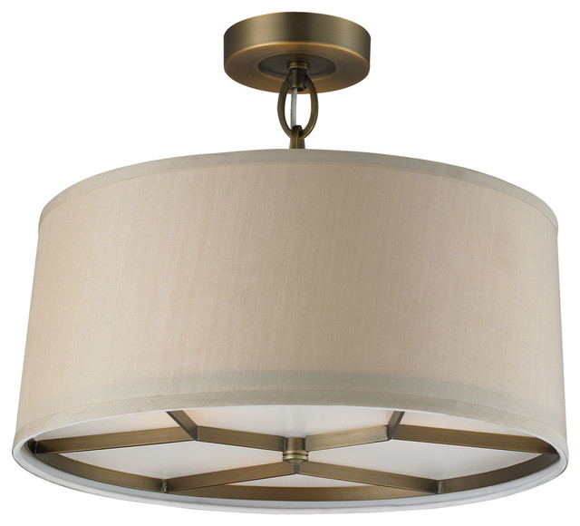 Elk Lighting Baxter 3 Light Pendant Brushed Antique Brass Baxter 3 Light Semi Flush Brushed Antique Brass Transitional Mount