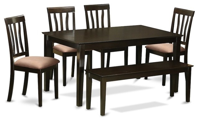 6 Piece Dining Table With Bench Set Kitchen 4 Chairs Plus Contemporary Sets By Bisonoffice Houzz Kitchen Table With 4 Chairs Plus Bench, Small Rectangle Dining Table With 4 Chairs