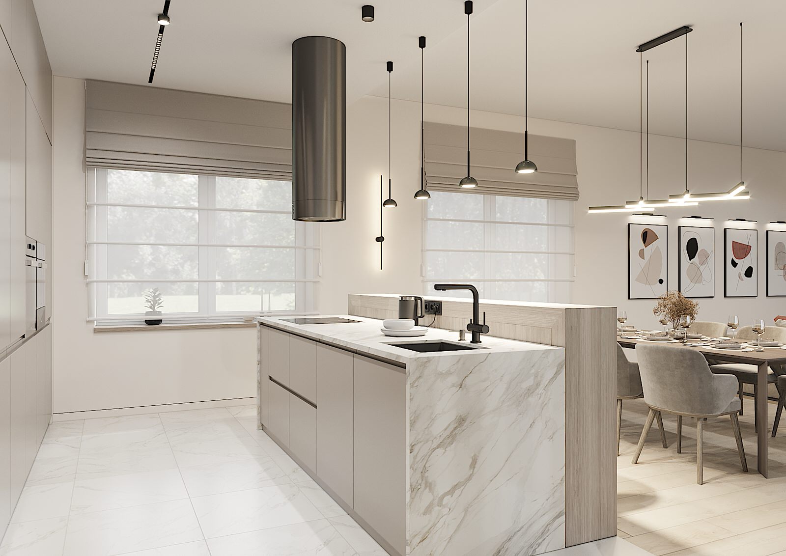 Кухня-гостиная 80м2 в частном доме