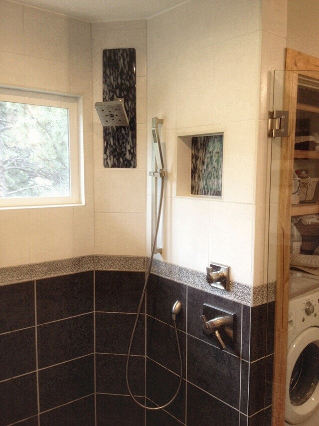 Inspiration for a rustic bathroom remodel in Denver