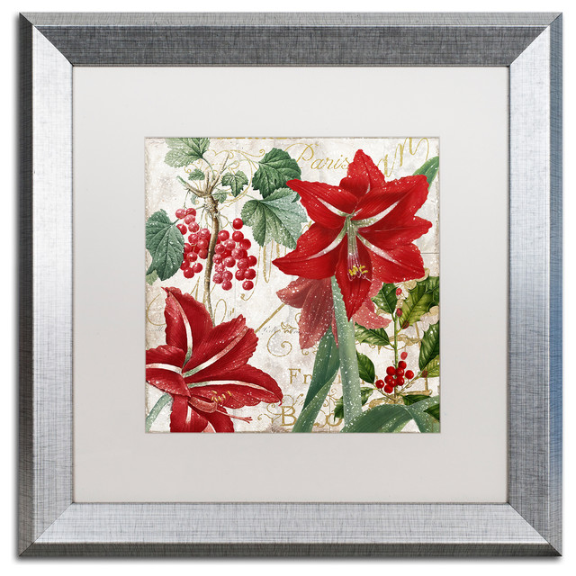 Color Bakery 'Christmas in Paris II' Art, Silver Frame, White Matte, 16"x16"