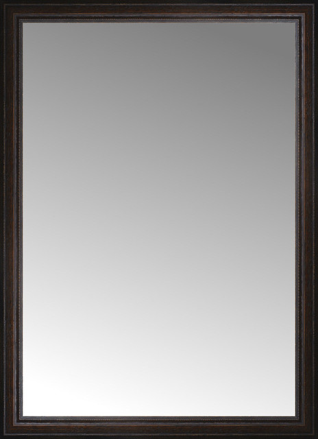 32"x44" Custom Framed Mirror, Distressed Brown