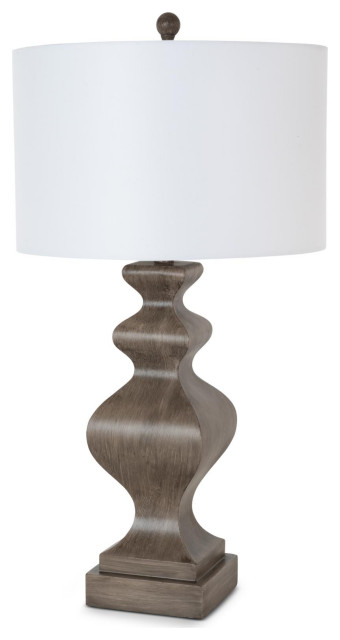Cyrus 32" Distressed Grey/Brown Farmhouse Table Lamp, Set of 2
