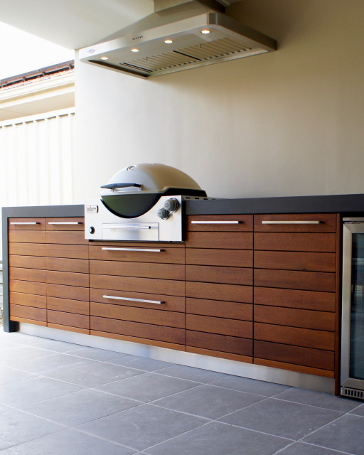 Outdoor Kitchen With A Polished Concrete Benchtop And Hardwood Doors Patio Adelaide By