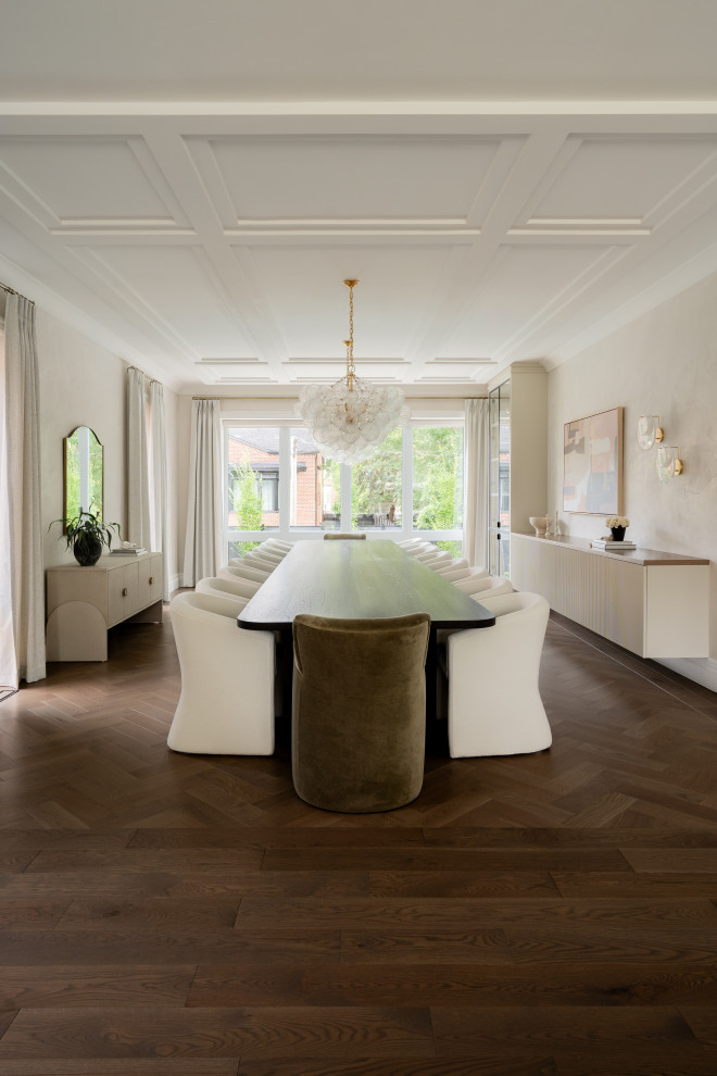 Example of a transitional dining room design in Montreal