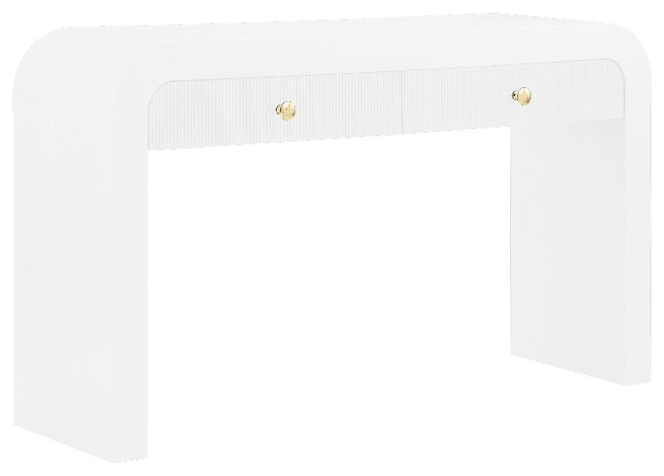 Bellagio White Wood Sofa Table Transitional Console Tables by