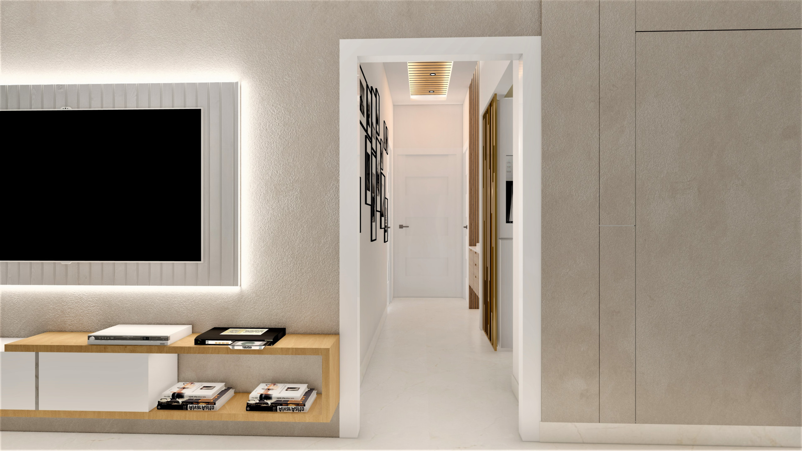 Contemporary Dining and Living Room with Chic Details in Farnham