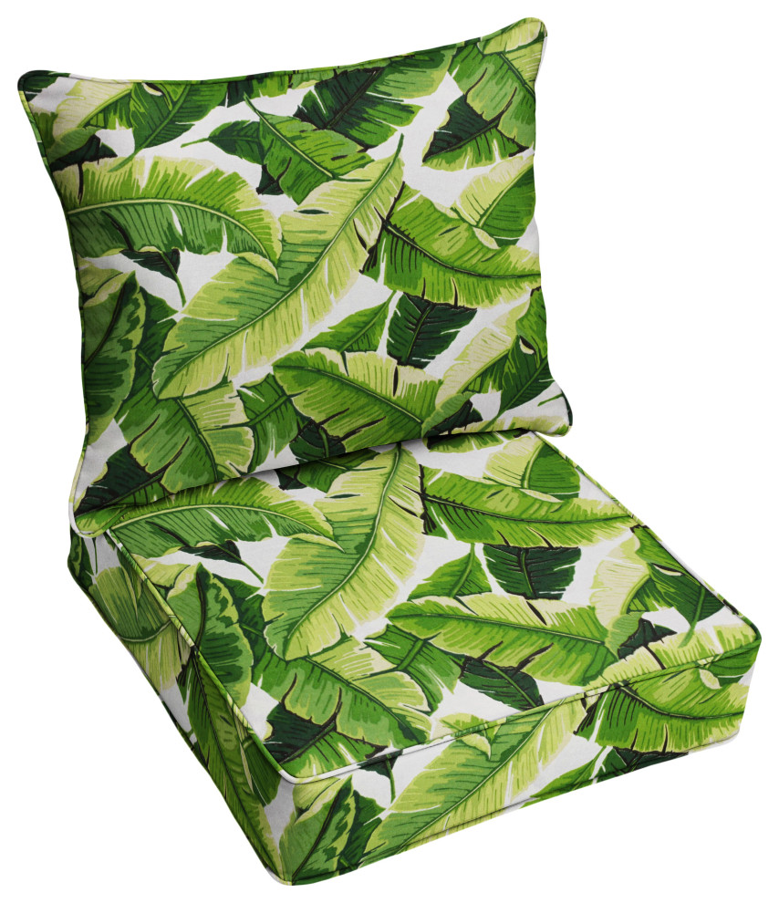 Green Outdoor Corded Deep Seating Pillow and Cushion Set, 25x25