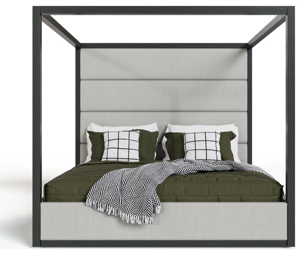 Modrest Manhattan- Contemporary Canopy Grey Bed, Eastern King