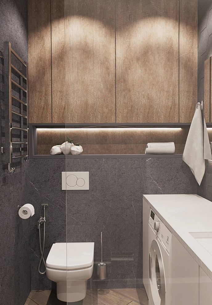 Двухкомнатная квартира со стеклом между гостиной и спальней