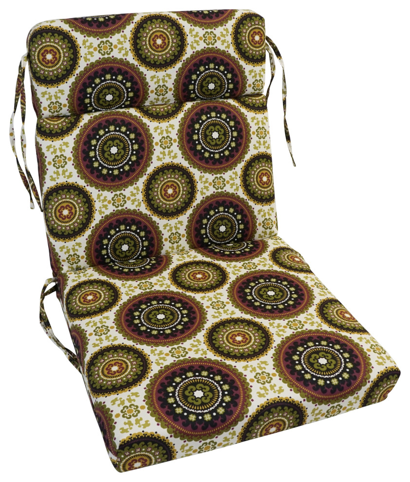 20"X42" Patterned Outdoor Squared Seat/ Back Chair Cushion, Earthly