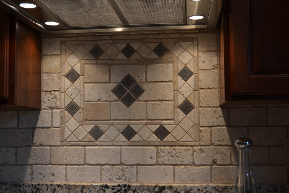 Tumbled travertine back splash