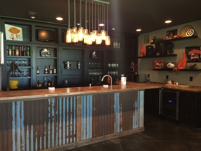 Man Cave Industrial Home Bar Portland By Monica Spangler Design   Home Design 