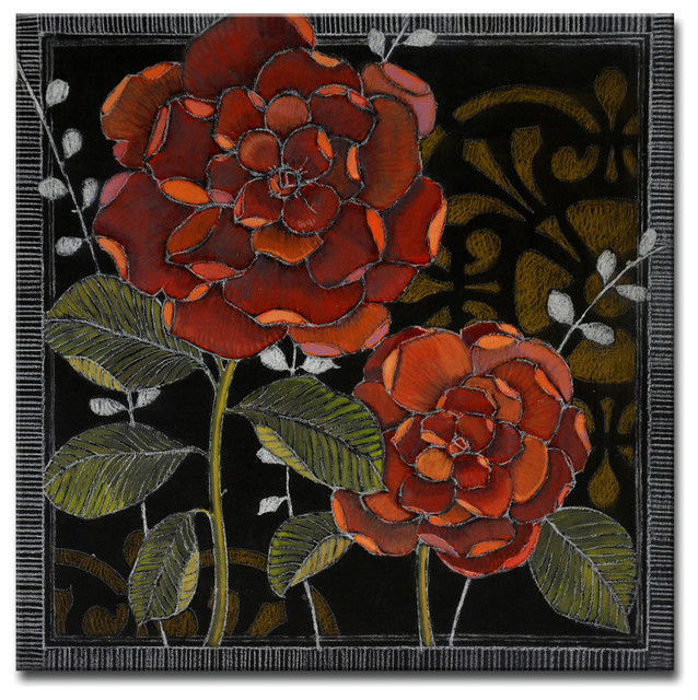 Gilt Slate Flora II Framed Canvas Wall Art by Norman Wyatt Jr., 12"x12" Contemporary Prints