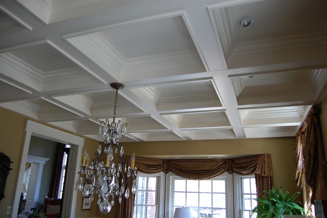 Painted Coffered Ceiling traditional-living-room