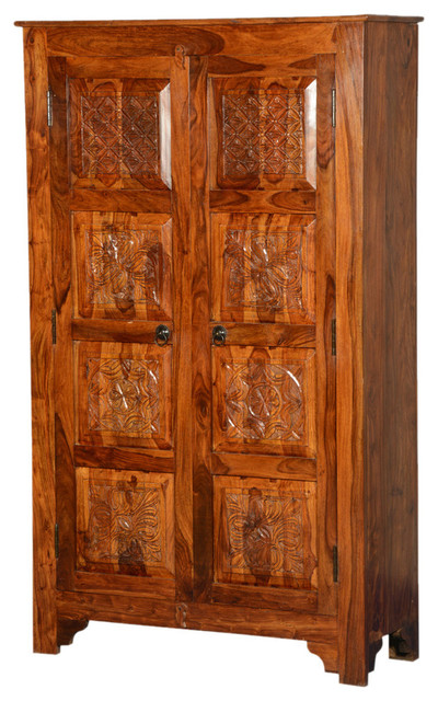 Noma Solid Wood Artisan Standing Double Door Armoire Traditional