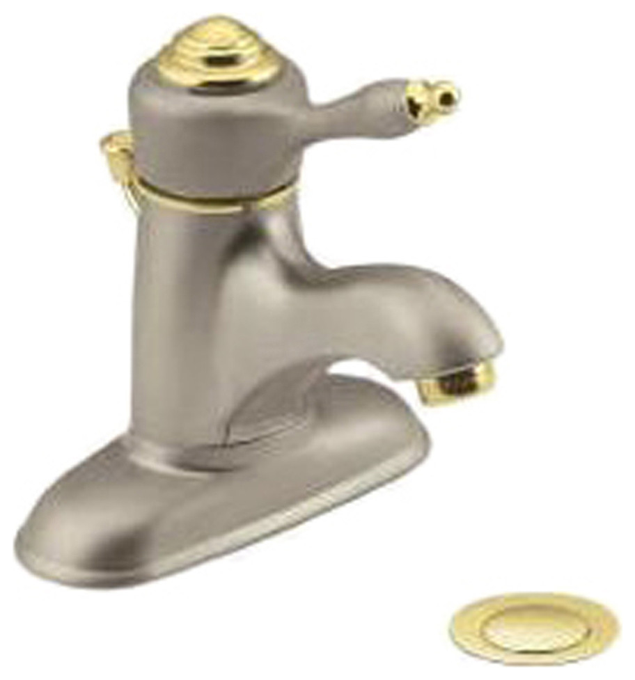 Moen L4612ST Castleby Satin/Polished Brass Single-Handle Lavatory Faucet