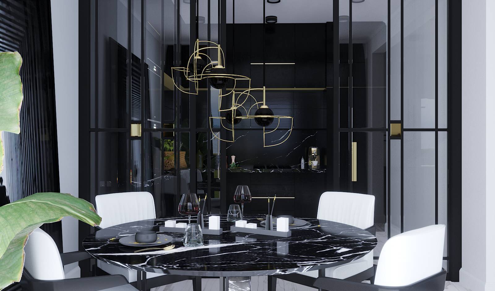 Интерьер гостиной в черно-белых тонах