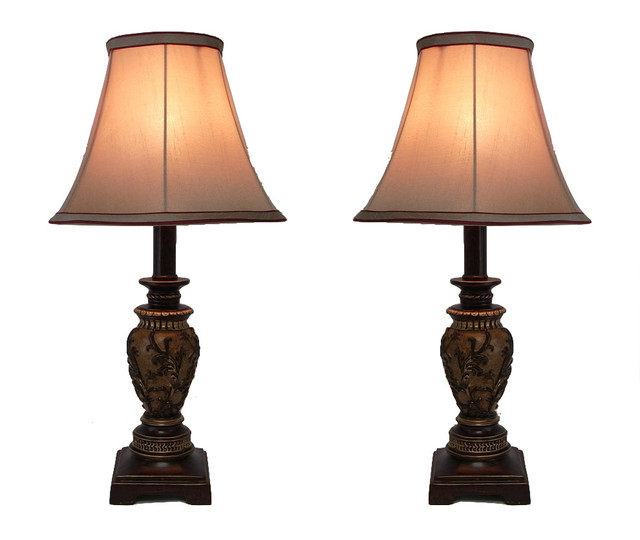 19 Traditional Dark Goldenrod Fl Table Lamps Set Of 2