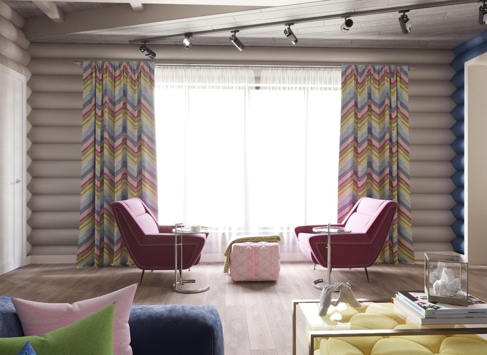 Современный интерьер брусчатого дома