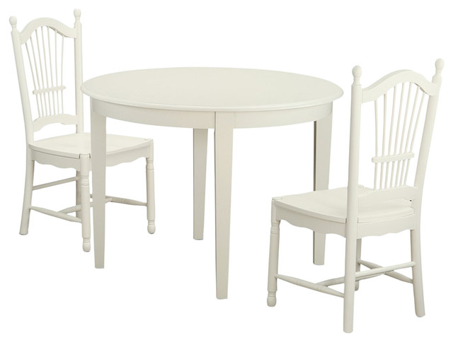 Boston 3 Piece Solid Wood Dining Set Linen White