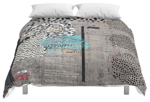 Society6 Gray Teal Abstract Art Comforter Contemporary