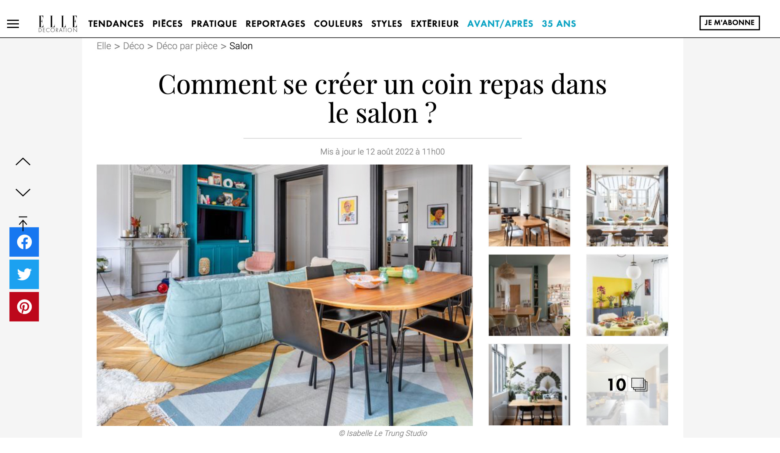 ELLE Décoration.fr // Comment se créer un coin repas dans le salon ?