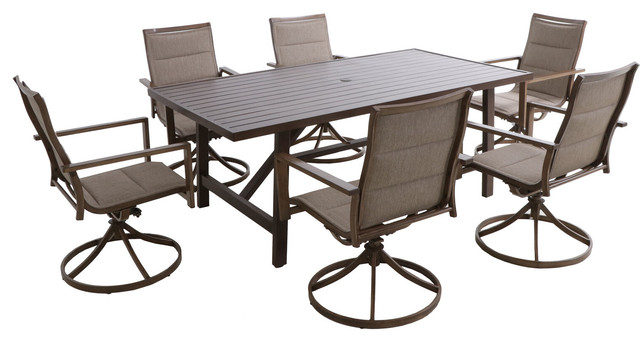 Fairhope 7-Piece Outdoor Dining Set, 6 Swivel Rockers, 74
