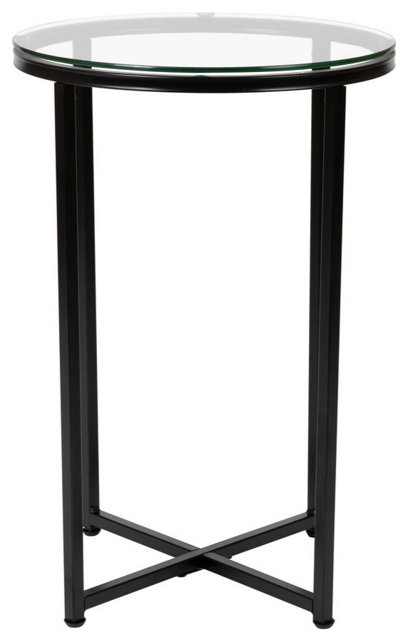Greenwich Collection End Table Modern Clear Glass Accent Table with
