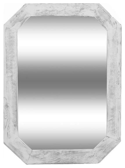 Whitewash Mirror, Lindor Octagon Mirror, 32"x38"