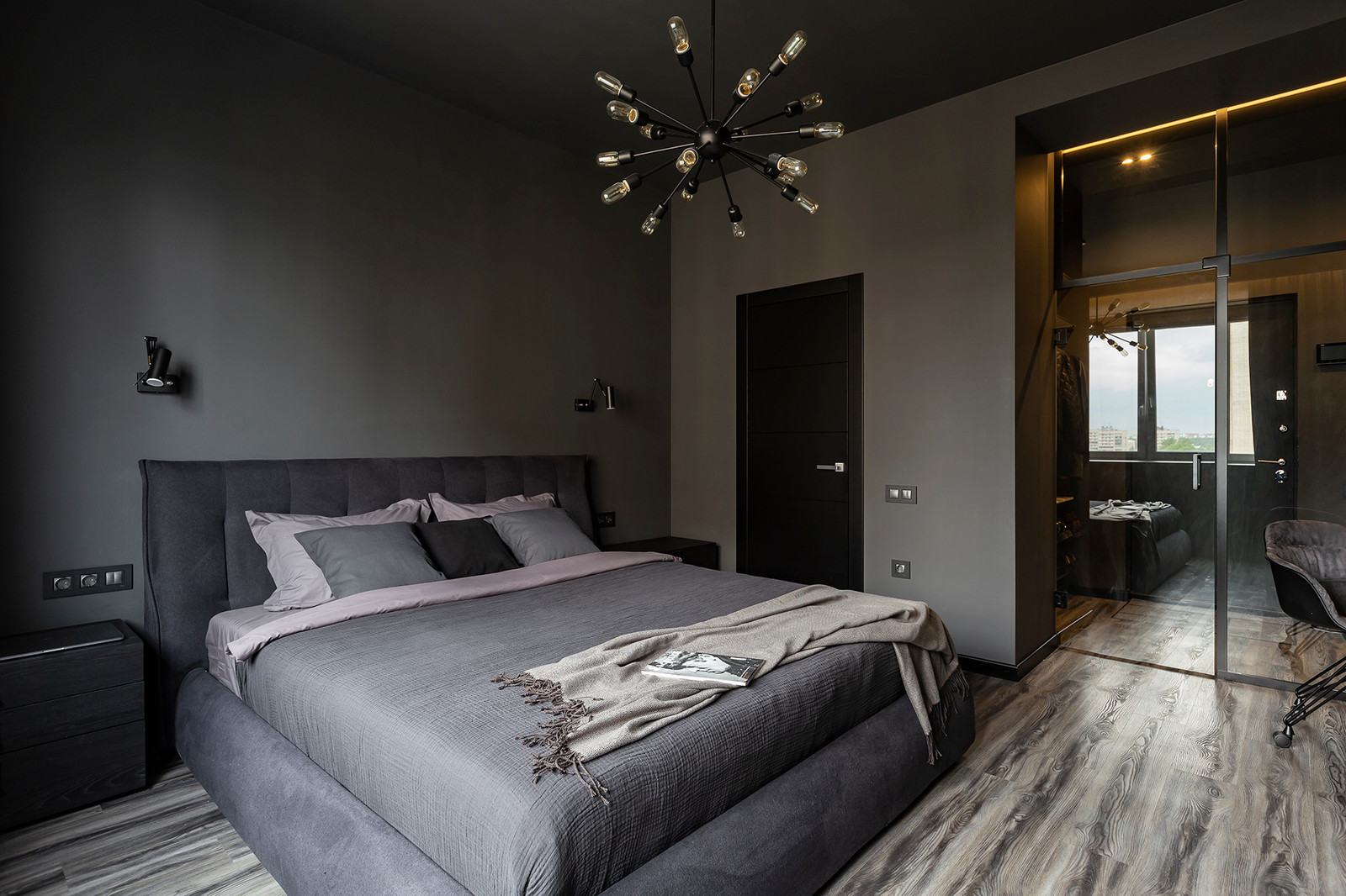 Мужской интерьер в оттенках чёрного