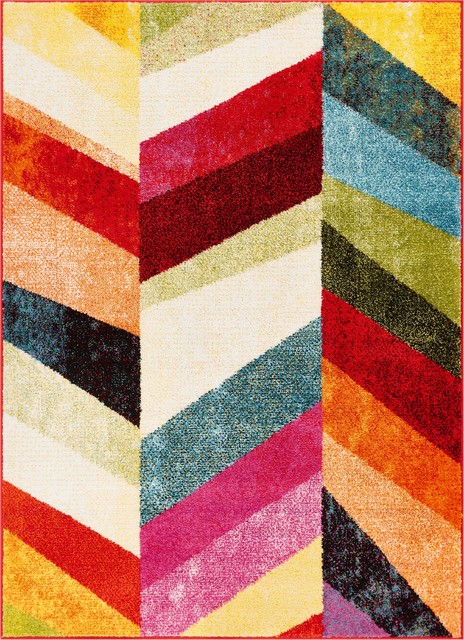 Well Woven StarBright Marcy Modern Chevron Multi Area Rug 5' x 7'