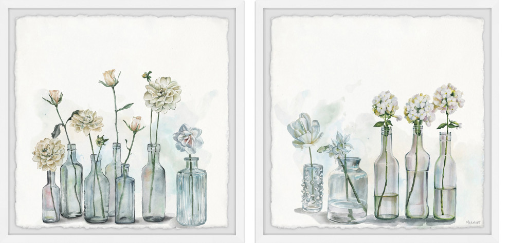 Clear White Blooms Diptych, 64"x32"